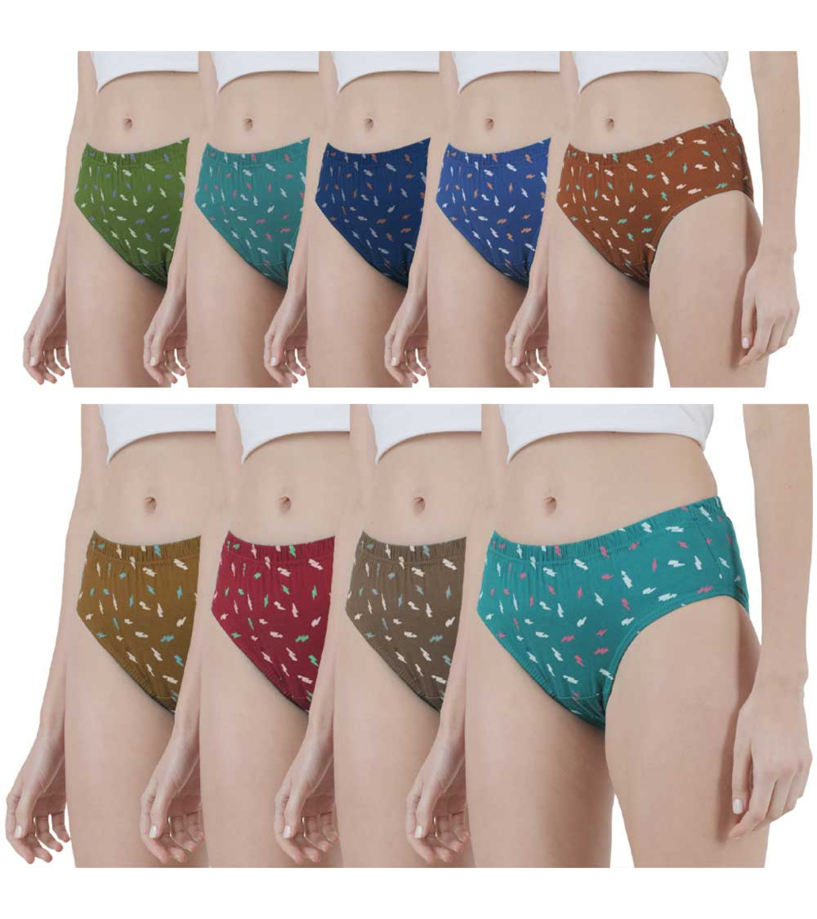 Vink Multicolor Womens Printed Panty Pack of 9 with Inner Elastic